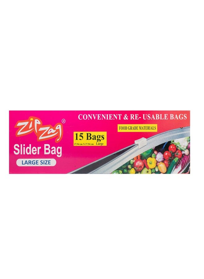 ZIPZAG Swab Zipper Seal Freezer Food Storage Re-Usable Bags (Multicolour, 11 X 11-inch) - 15 Pieces - Image 1